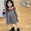 Girls Preppy Knit Dress Autumn Long Sleeve Cute Baby Skirt For Toddler And Kids