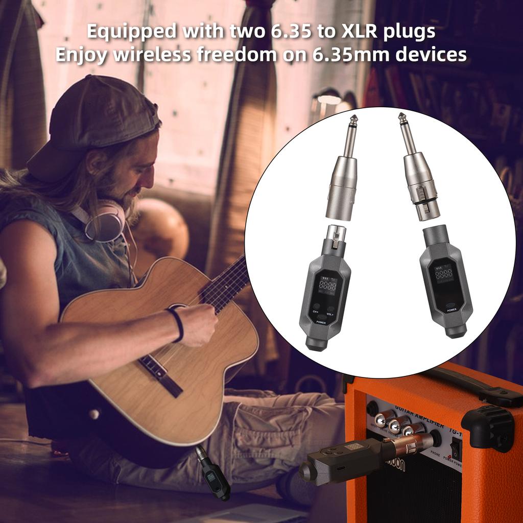 Microphone Wired to Wireless Xlr Transmitter and Receiver UHF Wireless Mic System for Audio Mixer Electric Guitar Bass