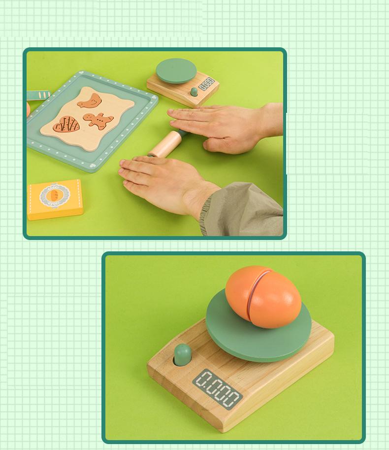 Wooden Cooking Pretend Play Kitchen Home Baking Tools Toys  Dough Sets Accessories Toddler Sensory Game Kinetic Christmas Gift