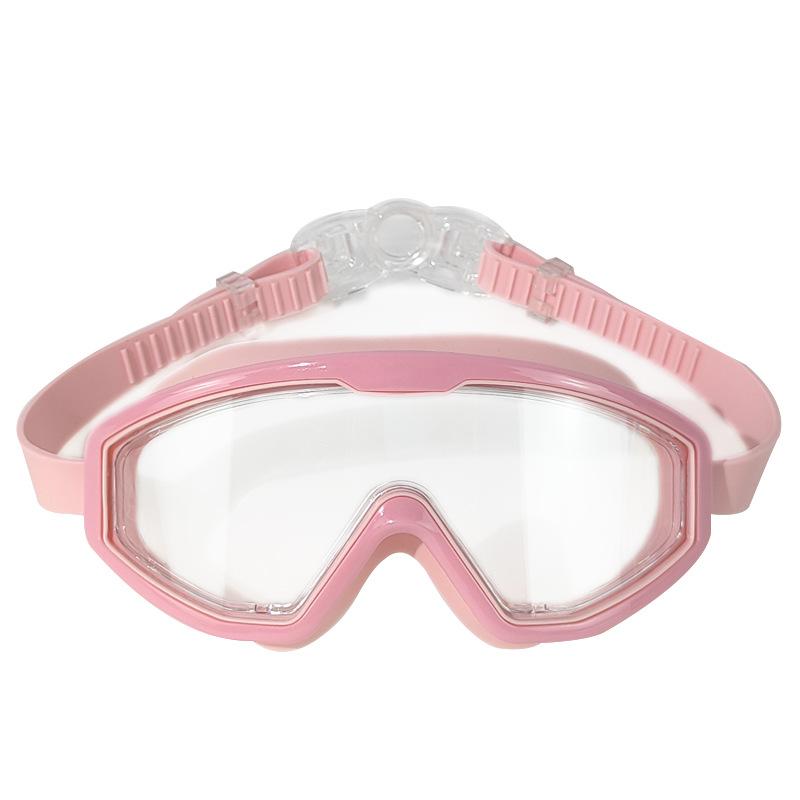 Children s swimming goggles, high-definition anti-fog large-frame prescription swimming goggles, waterproof swimming equipment for girls розовый