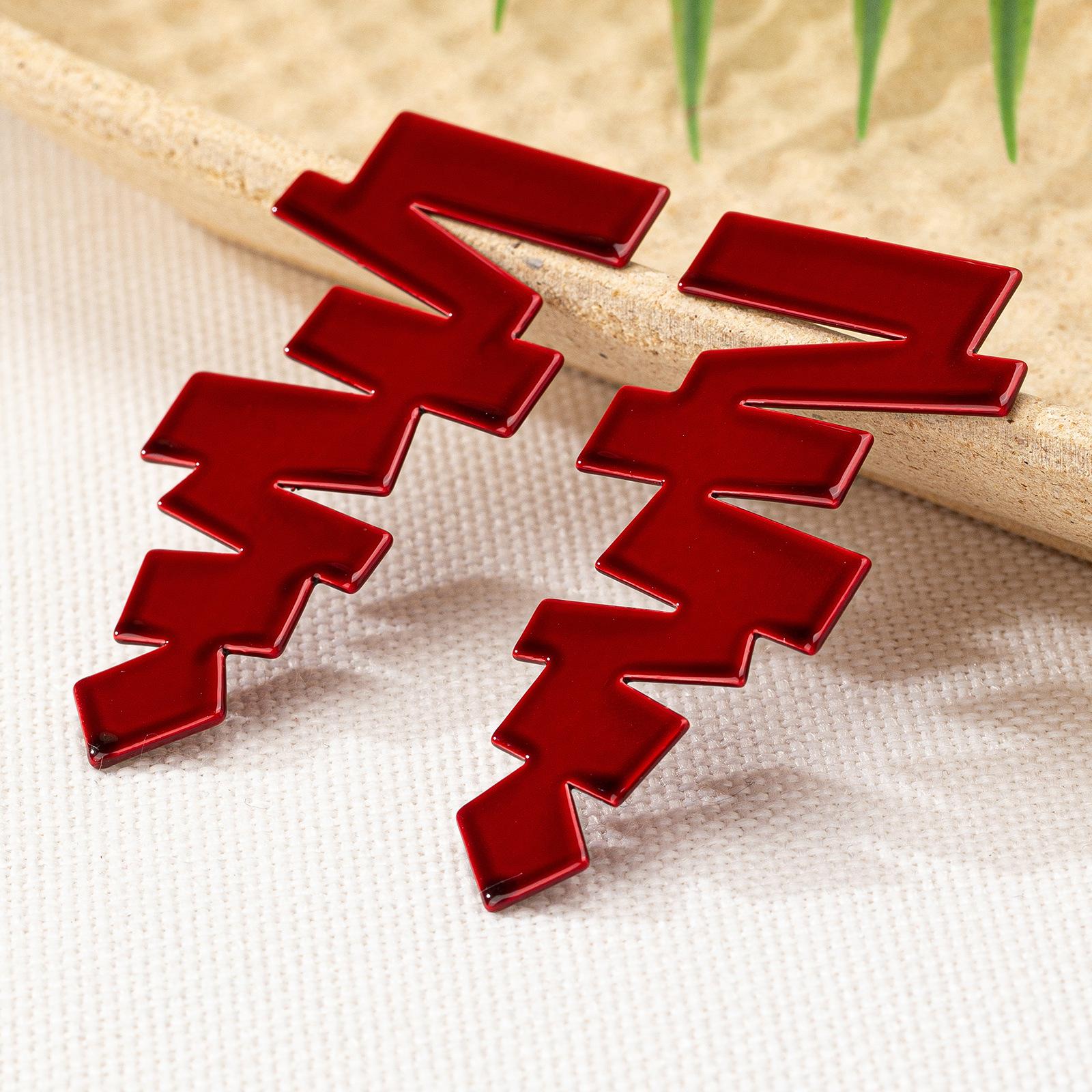 

Персонализированные геометрические серьги-лестницы неправильной формы красный