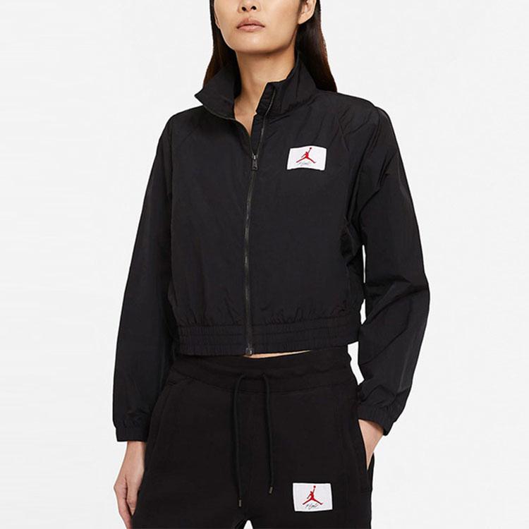 Jordan Logo Print Casual Sports Jacket Women Jacket Black CV7800-011