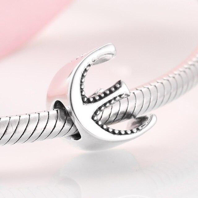 925 Sterling Silver Fashion Delicate A To Z Alphabet Letter Beads Fit Charms 925 Bracelets Bangles Diy Jewelry