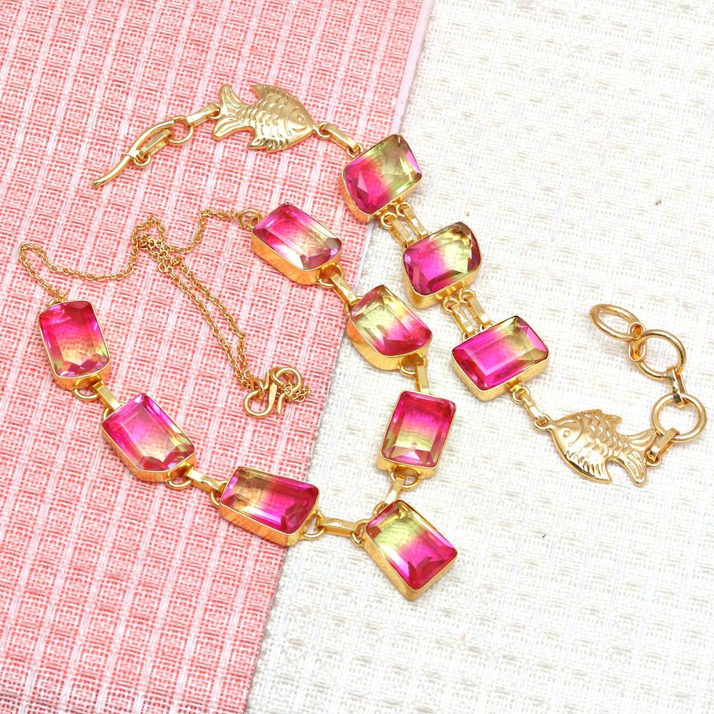 Bio-Tourmulian 14 Ct Gold Plated Jewelry Necklace Bracelets18-20''