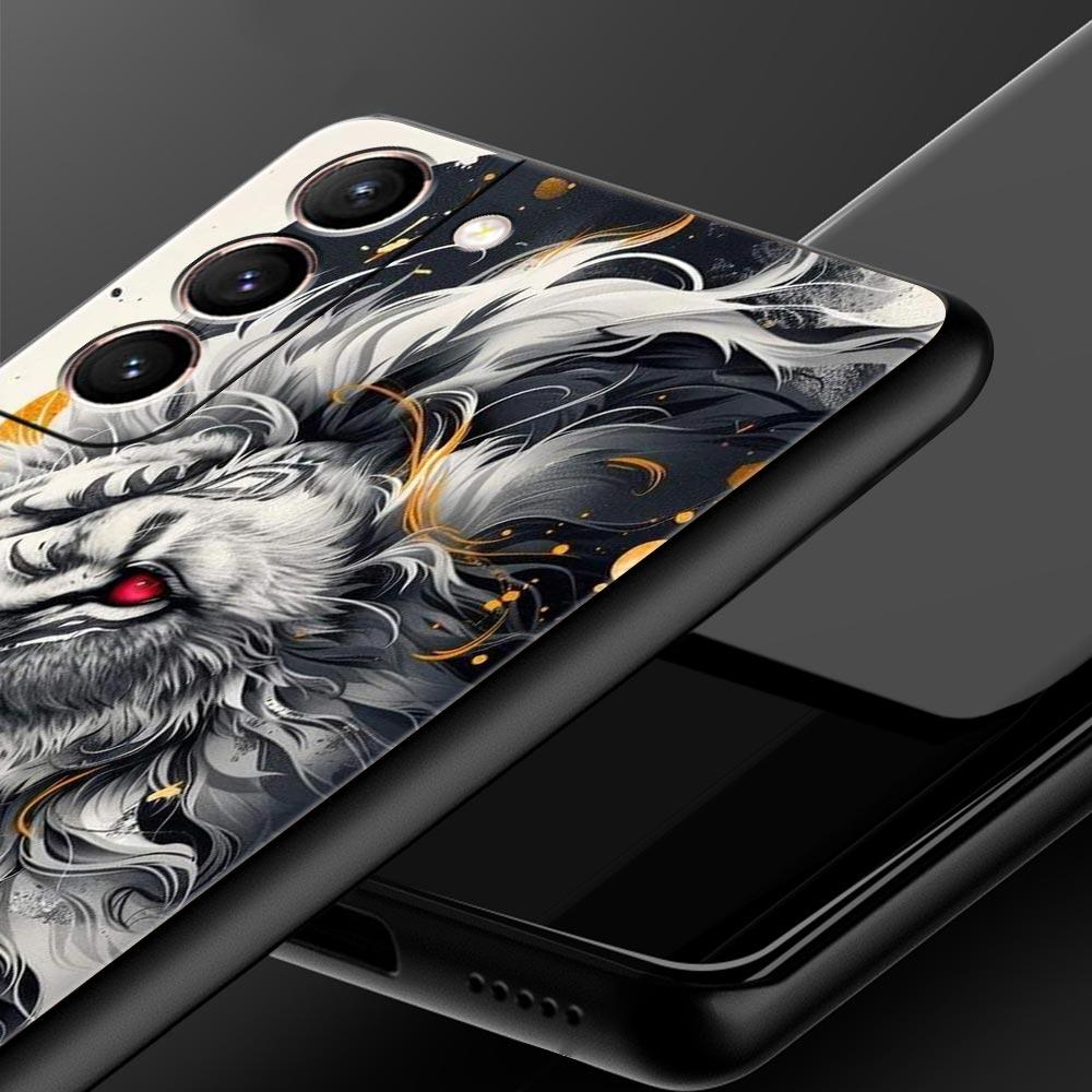 Cross Pattern Bicolor Lion Phone Case for Samsung Galaxy S26 S25 S24 S23 S22 S20 S21 FE Ultra S25Edge Plus 5G Soft TPU Cover Bag