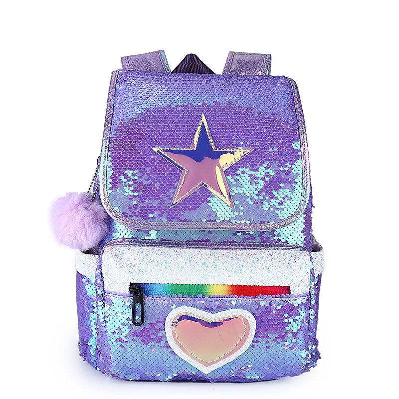 New Sequined Backpack, Primary and Secondary School Students Five-star Love Cartoon Schoolbag, Women's Backpack Custom Fashion