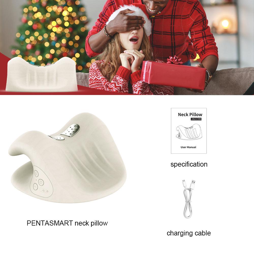 Cervical Massage Pillow Rechargeable Corrective Traction Hot Compress for Sleep EMS Massage Shoulder and Neck Soothing Pillow