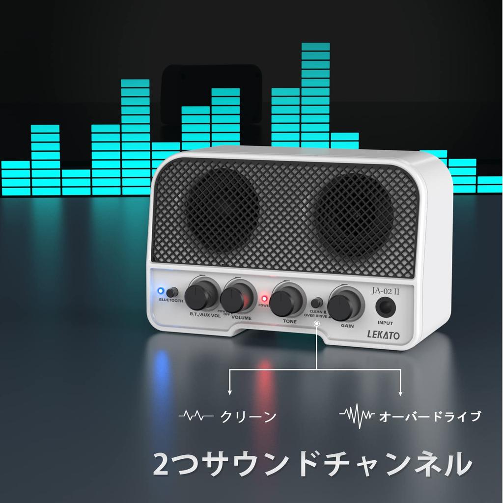 LEKATO Mini Guitar Amplifier, Electric Guitar Amplifier with Two Sound Channels, 5W, Bluetooth, Headphone Jack, Volume Control, Compact, for Home