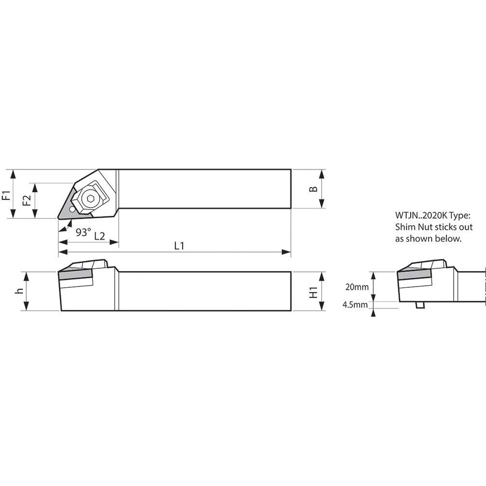Kyocera WTJNR2020K16N External Diameter Machining Holder