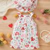 Mädchen Urlaubsstrandkleid Sommer Kinder Blumenmuster Ärmellos Rundhalskleid mit Knopfleiste hinten Visor
