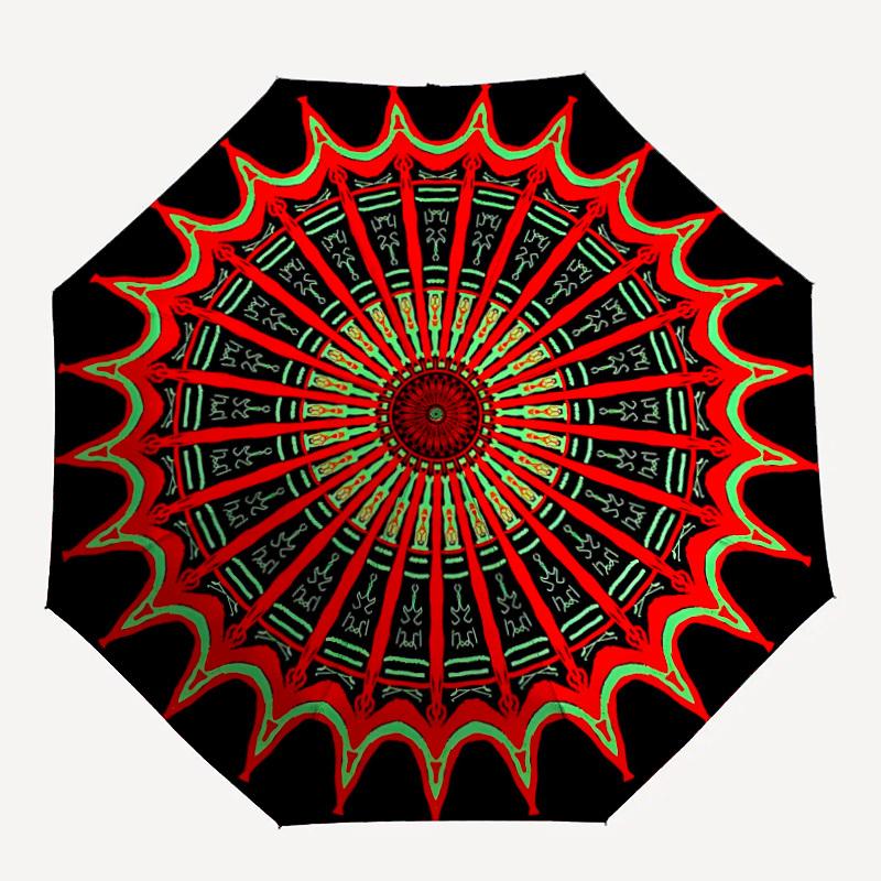 1pc Mandala Artwork Automatic Open/Close Umbrella - Portable Collapsible Umbrella with 8-Rib Stability, Fashion Lovers Yy251017152
