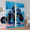 2pcs,2D Plane Printing Popular Curtain Panels Monster Truck Zoom Polyester Fabric (without Rod) Holiday for Bedroom, Living