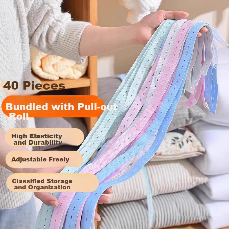 Xinqin Elastic Band, Luggage Packing Strap, Clothes Storage Organizer, Pants Leg And Curtain Binding Strap, 40 Pieces Per Pack