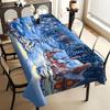 1pc Christmas Snow Scene And Cabin Design Tablecloth, 152.4*218.44 Cm, Rectangular, Polyester, Easy To Clean, Suitable for Home Kitchen Dining Rooms,