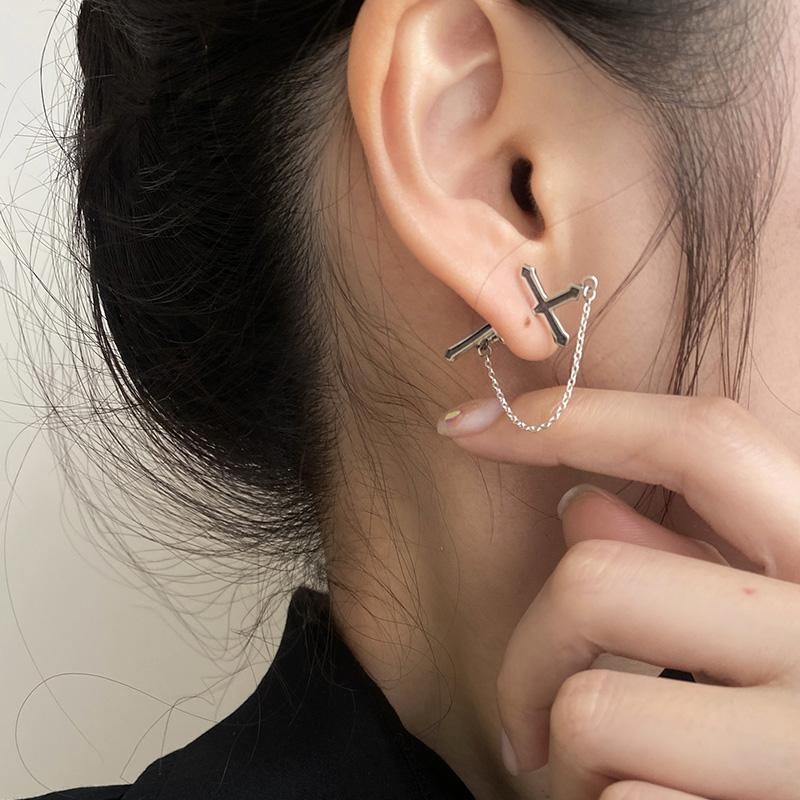 Vintage Dark Gothic Kinitial Sword Earrings For Women Men Blade Piercing Earring Ear Jacket Punk Goth Halloween Jewelry Gift