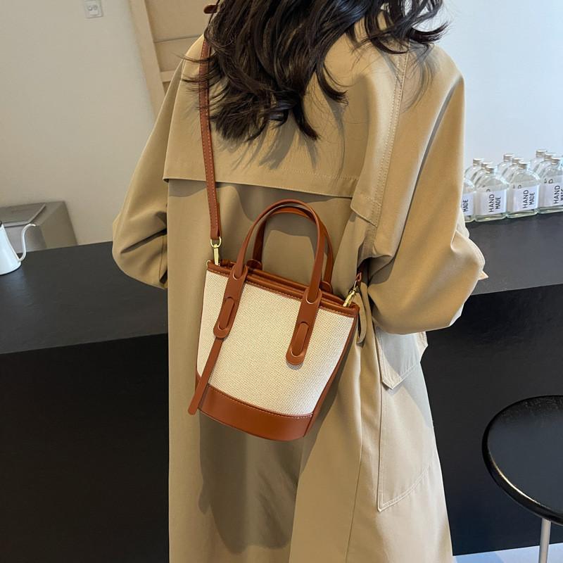 IELGY Ladies Messenger Bag Contrast Color Trendy Shoulder Bucket Bag