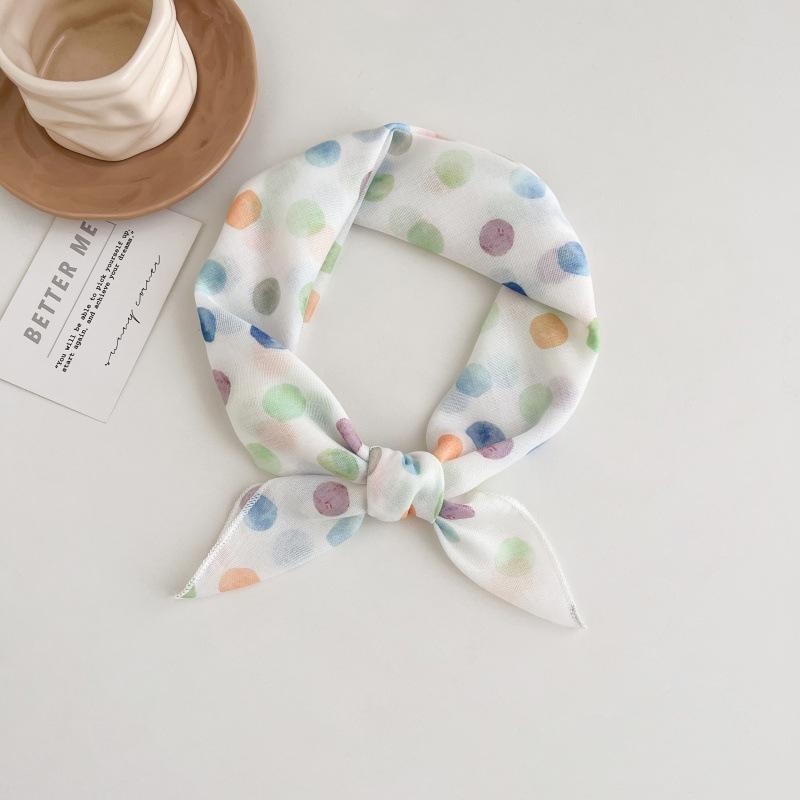 Polka dot silk scarf women's spring and summer new Korean ins versatile neck protection scarf fashion headscarf square scarf silk scarf