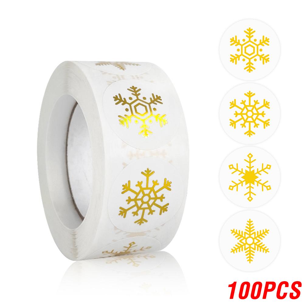 100-500Pcs Snowflake Merry Christmas Stickers Candy Bag Envelopes Sealing Label Sticker Christmas Gifts Box Decorations