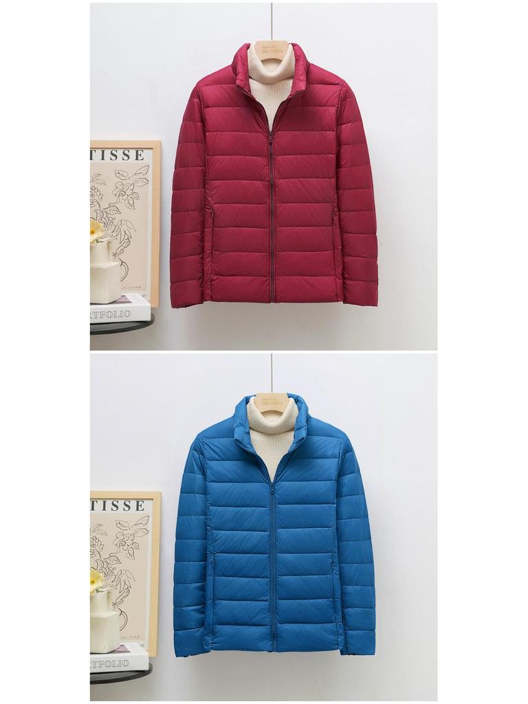 Damska lekka krótka kurtka puchowa ze stójką w stylu koreańskim, rozmiar plus, puch z kaczki białej, modna K-8711