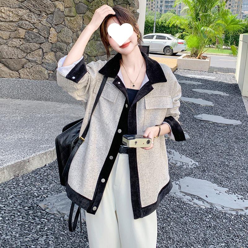 Women s Loose French Style Shirt Jacket - Early Autumn Casual, Lightly Mature Top (Spring/Autumn 2025) XL [For 135-150 lbs]