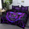 Soft and Comfortable 3pcs Purple Light Skull Pattern Quilt Cover Set - Bedroom, Guest Room and Dormitory Decor Bedding Set