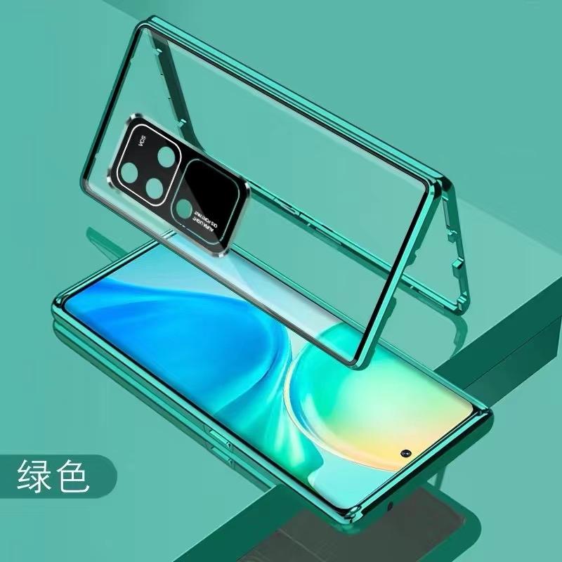 360 Full Case For Vivo V30 Pro 5G Case Double Sided Magnetic Adsorption Metal Tempering Glass Protection Phone Cover Bumper