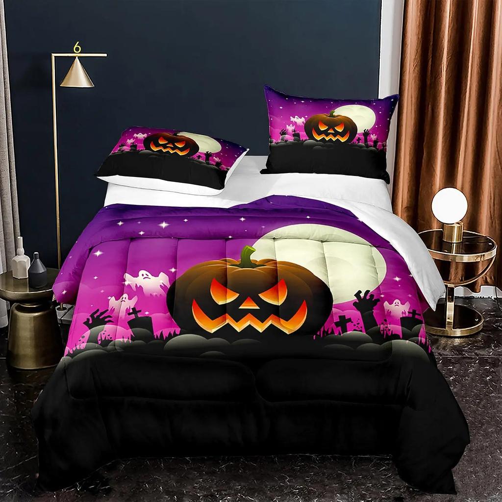Halloween Decorations Duvet Cover Twin Cartoon Pumpkin Comforter Cover Lantern Ghost Quilt Cover Kids Boys Girls Holiday Gifts