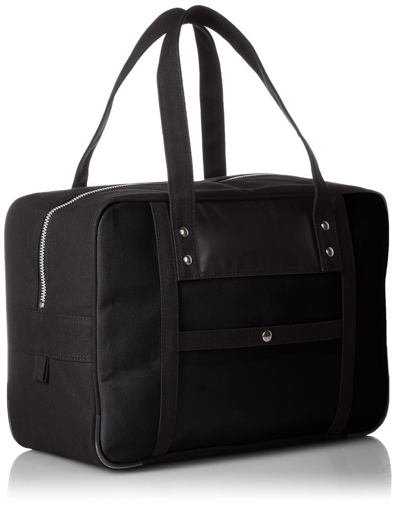 Canvas Mail Boston Bag with Horseshoe Lock not Navy Blue 21L 29 cm Black [Sanei] (M) (Padlock included) 0.73kg BTM-U-01