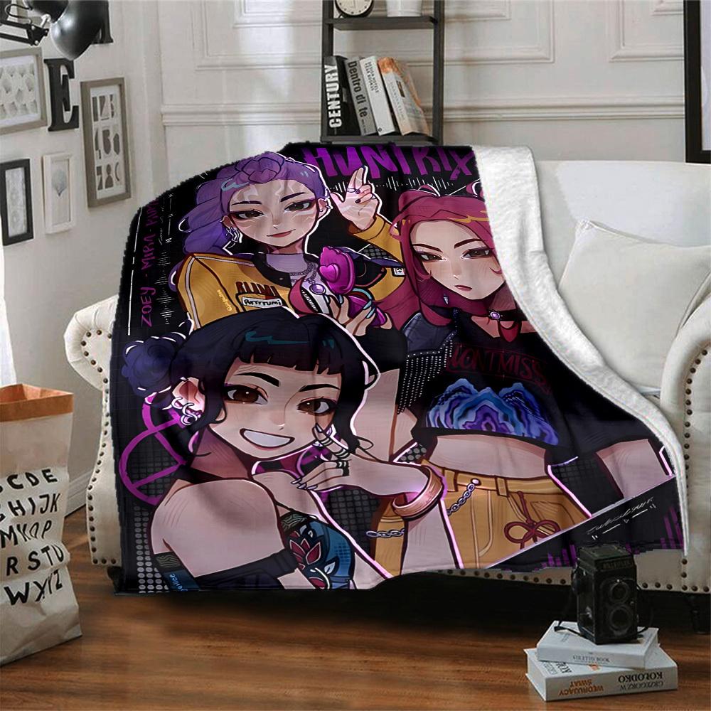 1pc Huntrix, K POP Soft Comfortable Blanket Digital Print, All Season Multipurpose Knit Fabric Bedding, Office, Sofa Home Decor Blanket