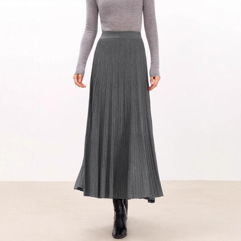 Warm Pleated A-line Knit Skirt - Winter Versatile Commute