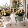 Planter Decoration Iron Plant Basket Shabby Metal Flower Holder Pot Stand for Indoor Outdoor Home Farmhouse