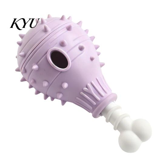 Anxiety Relief Toys for Dogs Dog Treat Dispenser Toy, Spiky Chicken Leg Chew Rubber Interactive Durable Fetch Puzzle Feeder Aggressive Chewers, Dental