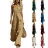Ärmelloser Damen-Jumpsuit mit Knopfleiste vorne, weitem Bein und Taschen, lockere Passform, lässiger Romper für Sommer und Strand
