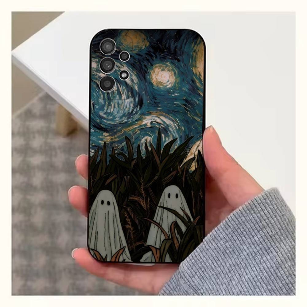 Lovely Ghost Case For Samsung S21,S9,S22,S25,S20,S10,Plus,Ultra,S24,S23,FE,Lite,Soft Silicone Black