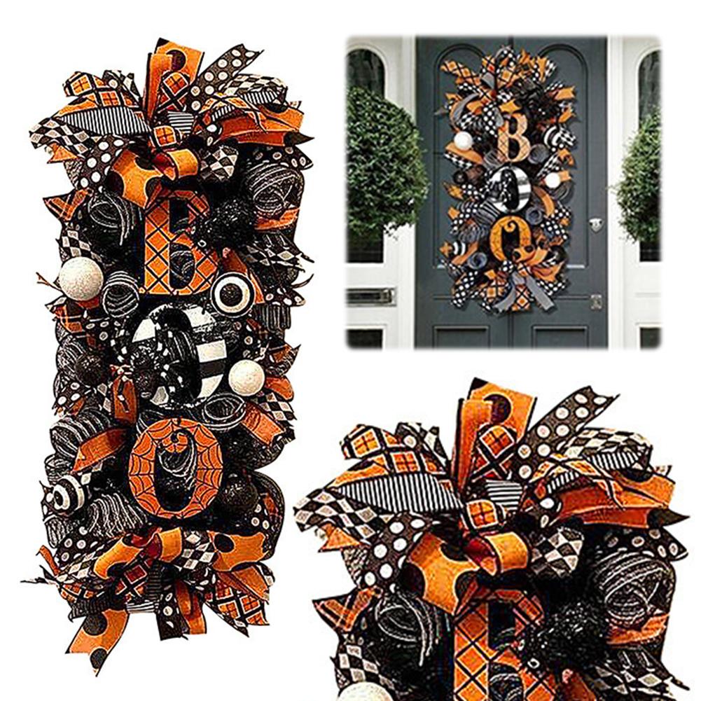 Halloween Wreath Fall Wreath Spooky Boo Halloween Wreath Door Hanging Ornaments Halloween Decoration for Front Door Home Window