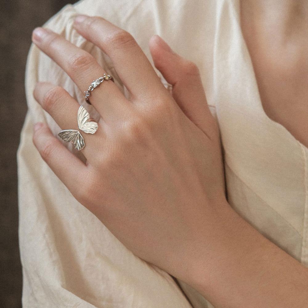 Brushed Plain Ring, Female Niche Light Luxury, High Sense, Irregular Index Finger Ring, Can't Lose Color, Ring Tide