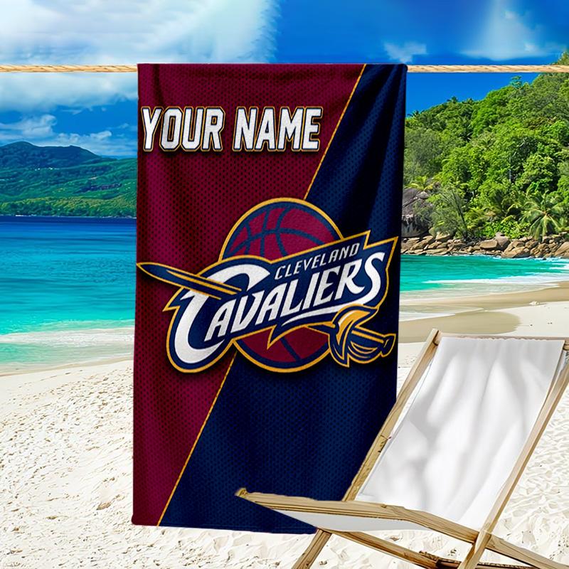 Custom Name Beach Towel Cleveland Lights Shadows Beach Towel, Soft Microfiber, Gift for Her/Him, Birthday, for Pool, Beach, Travel, Fan Gifts