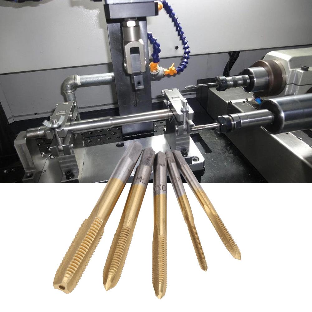 5-teiliges manuelles Gewindebohrer-Set aus Schnellarbeitsstahl, Gewindebohrer-Werkzeug M3 M4 M5 M6 M8 (Ti-beschichtet)