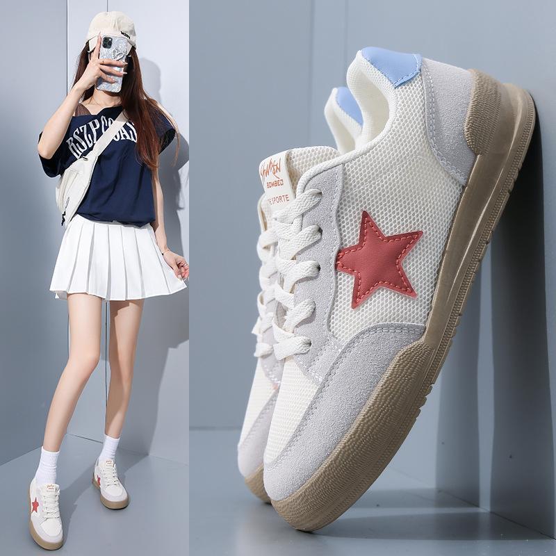 Women's Casual Platform Sneakers Breathable Mesh PU Leather Walking Shoes Lightweight Running Shoes Summer Non-Slip Athletic Tennis Sneakers for Women