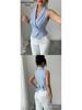 Striped Sleeveless Tie-Waist Slimming Vest for Women