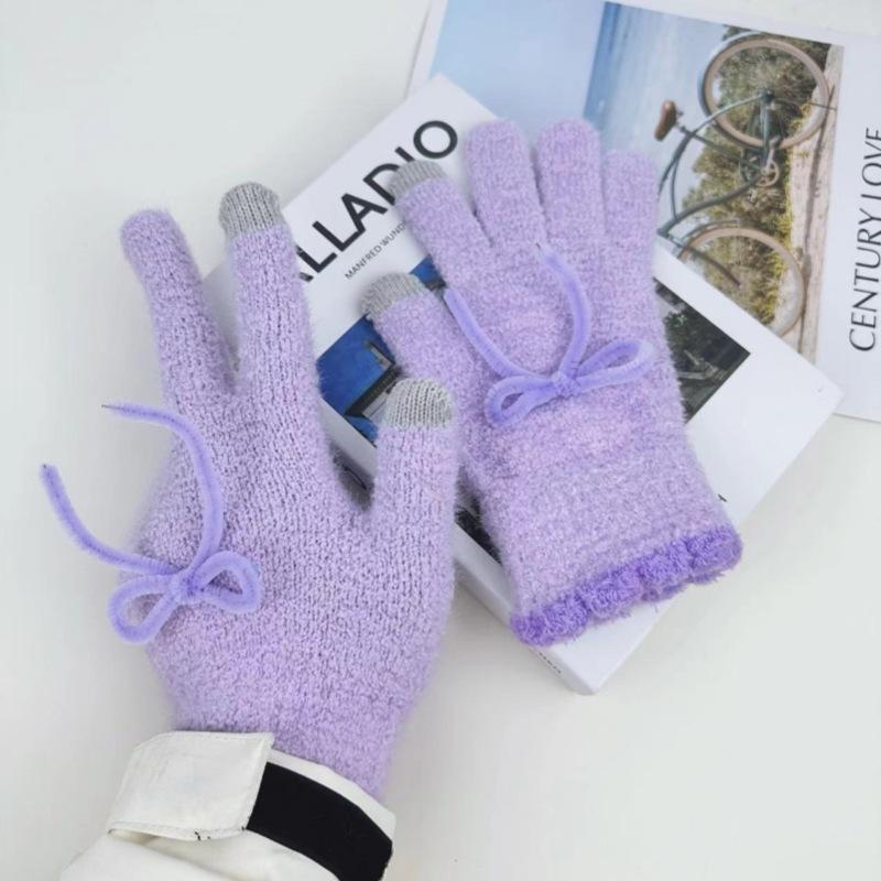 

Winter Women s Gloves Writing Windproof Cycling Student Touchscreen Warmth for Autumn and Winter фіолетовий