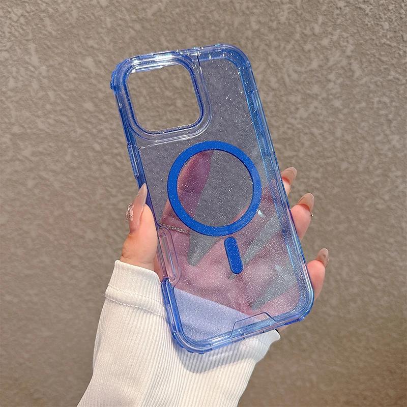 

3IN1 Rugged Glitter Anti-fall Case For IPhone 17 Air 16 15 14 13 12 Pro Max Plus Magnetic Wireless Charging Shockproof Cover Fun iPhone 16