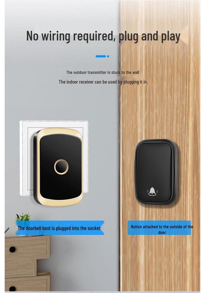 Smart Wireless Self-Powered Doorbell: Ultra-Long Range, Waterproof, One-to-Two Calling, No Electricity Needed.