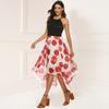 Popular European and American Women's Clothing Sexy Suspender Top Splicing Printing Skirt Chiffon Dress