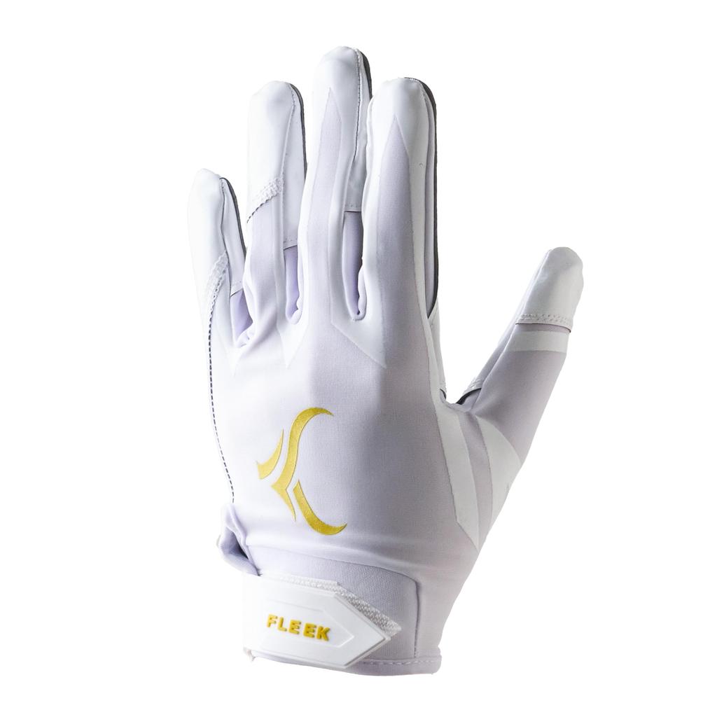 FLEEK EXTRA-FIT GLOVES 2.0 White Metallic Gold American Football Evolution