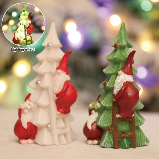 Christmas Tree Night Light Glowing Decorative Lamp Santa Climbing Christmas Tree Ornament Desktop Holiday Decor for Home Office