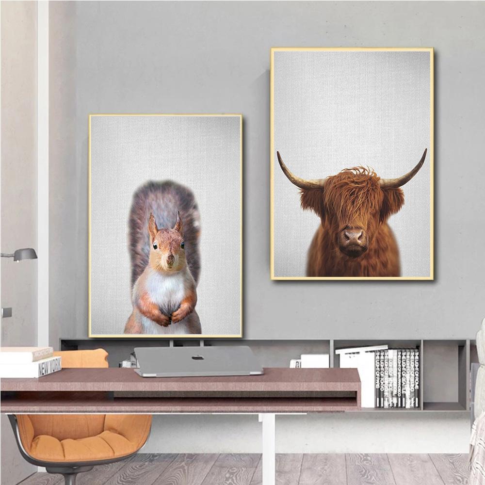 Realistic Furry Animals Cute Prints Poster Canvas Painting Hd Modern Wall Art Pictures For Living Room Bedroom Home Decoration