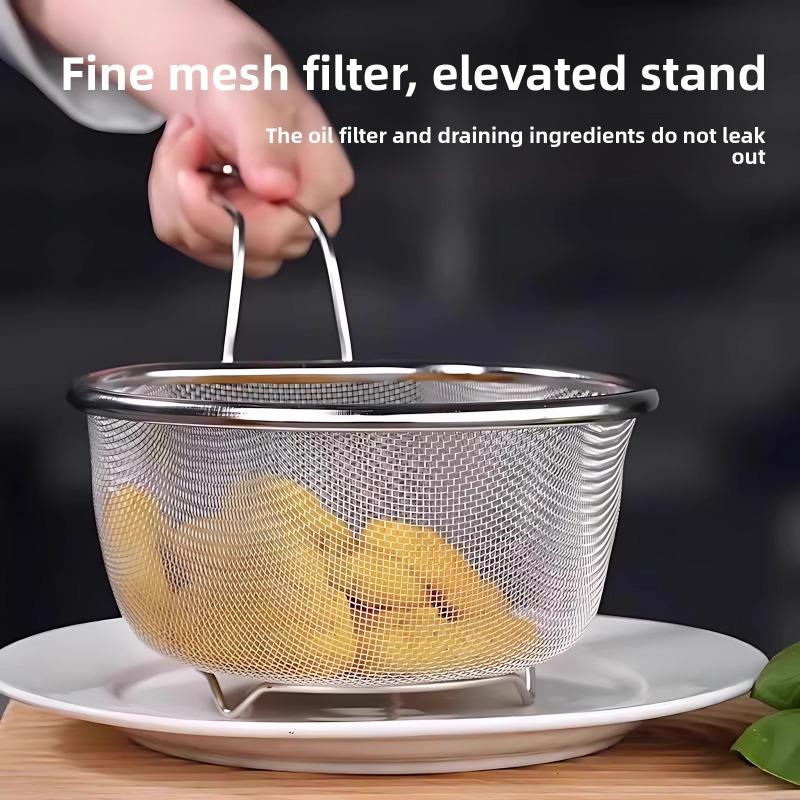 304 Edelstahl Maschen Frittierkorb, Filtersieb, Hot Pot Sieb, Nudel Schöpfkelle, Küchenöl Abtropfsieb