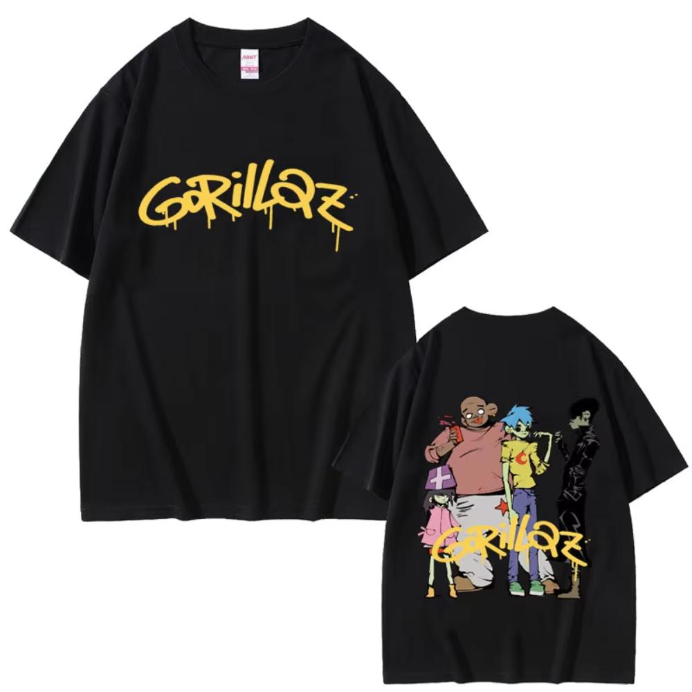 Alternative Rock Band Gorillaz Tshirts Men Women Hip Hop Fashion Vintage T Shirts Summer Male Gothic Oversized Crewneck Tshirts
