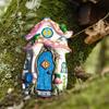 Miniature Fairy Gnome Door Figurines Wooden Art Sculpture Creative Garden Door Tree Statues Ornaments Home Window Decoration